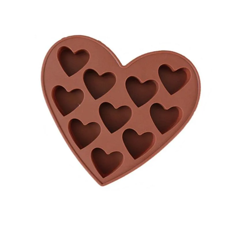 silicone cake mould 10 lattices heart shaped chocolate mould baking diy