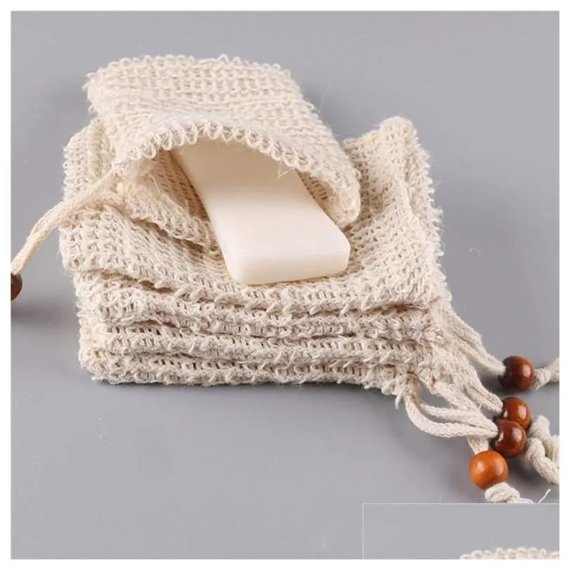 soap exfoliating bags- natural sisal soap saver bag pouch with drawstring for foaming drying soaps exfoliation massage shower bath