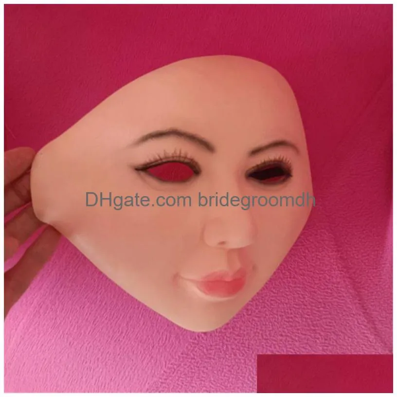 funny realistic women mask for halloween human female masquer dress head face hood y girl crossdress costume cosplay