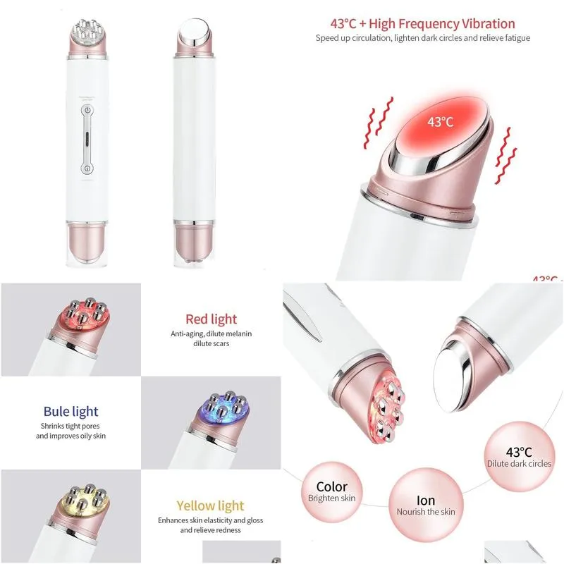 eye massager mini ems ion heat lifting anti wrinkle led light p on therapy skin rejuvenation beauty device 230211
