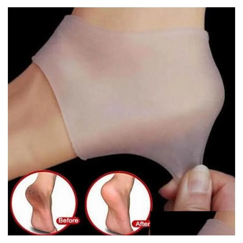 1000pcs/lot silicone foot care tool moisturizing gel heel socks cracked skin care protector pedicure health monitors massager