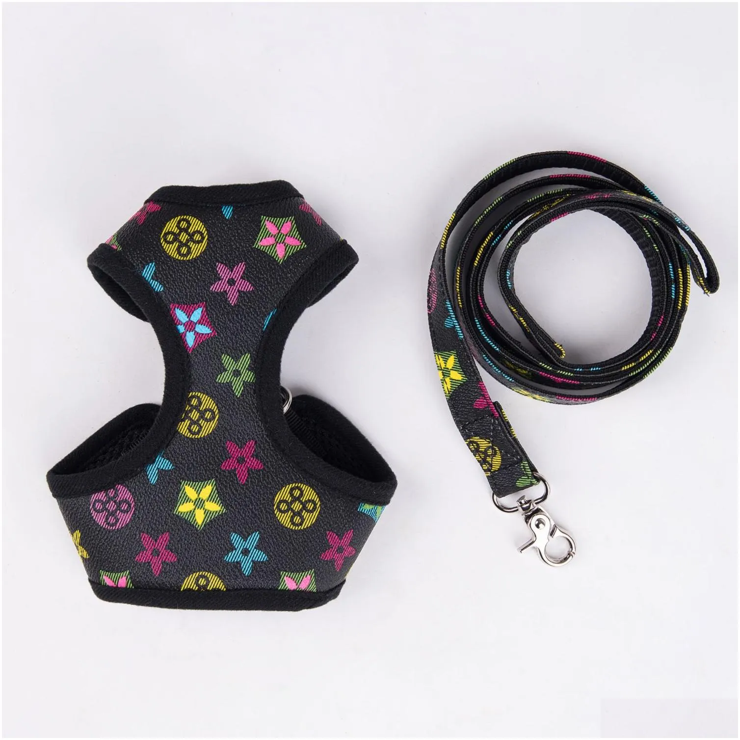 summer designer pet harness leash set pu leather dog leashes adjustable chest strap vest for dogs cats