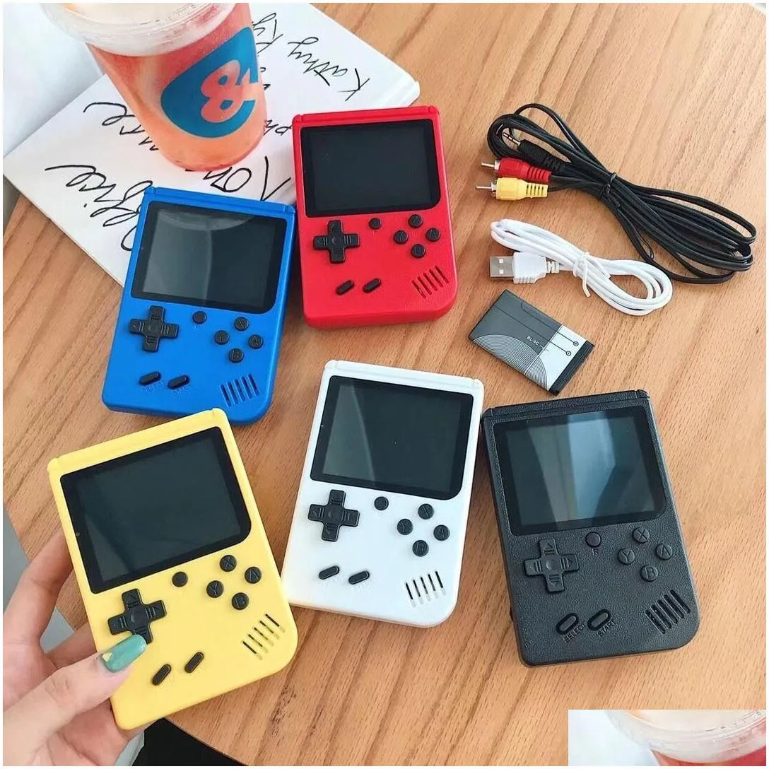 mini doubles handheld portable game players retro video console can store 400 games 8 bit colorful lcd