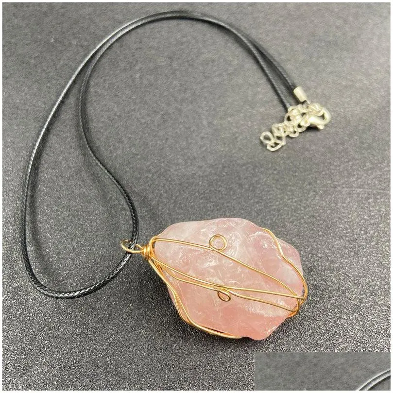 irregular natural crystal stone gold silver plated pendant necklaces with chain for women girl decor jewelry