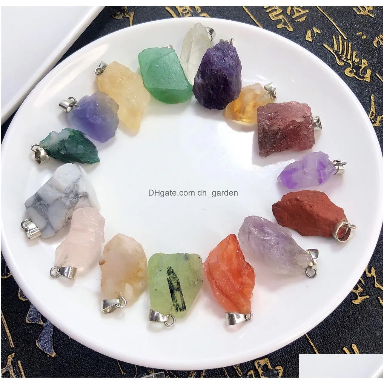natural irregular raw ore fluorite crystal pendant necklace energy stone healing amethyst meditation yoga gift wholesale