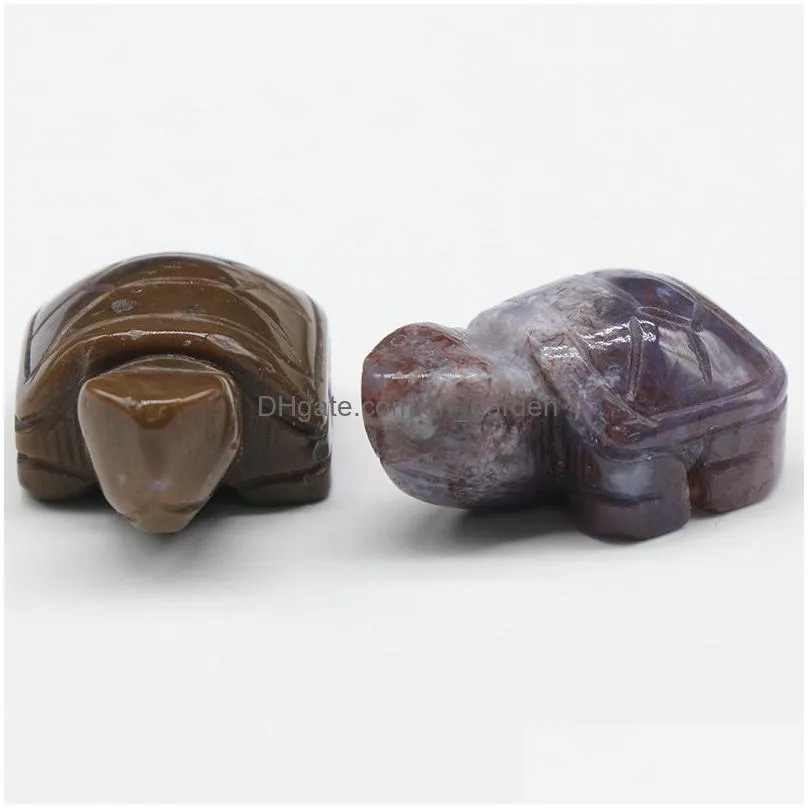 natural stone tortoise carving 1 inch lovely turtle crafts ornaments rose quartz crystal healing agate animal decoration