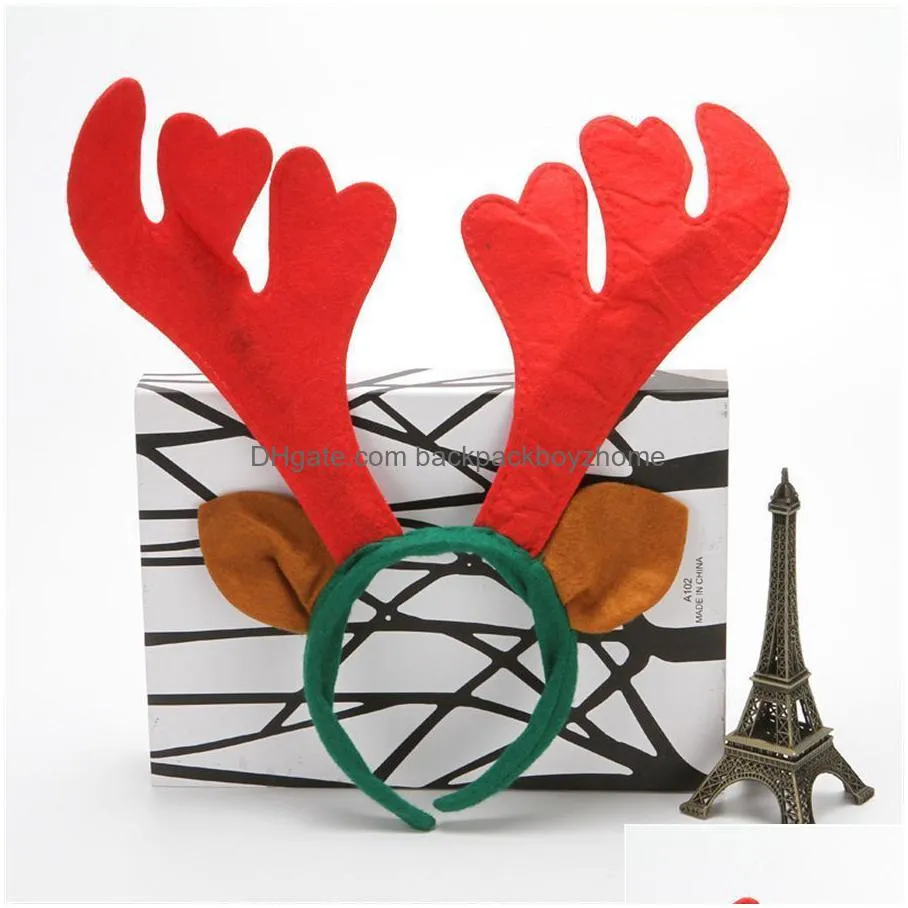 ups christmas head buckle elk hair hoop reindeer antler headband deer horn kids adults hair accessory party festival decor