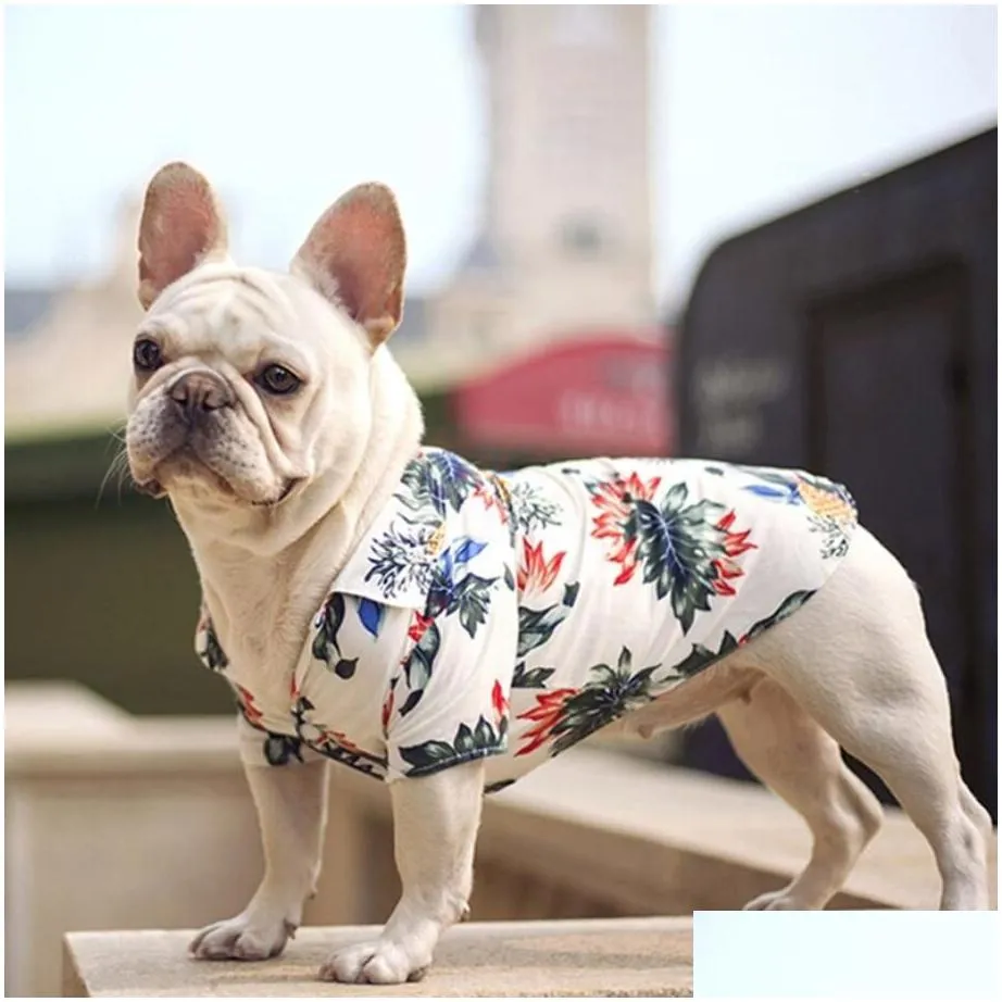 hawaiian dog clothes cool beach style dog cat shirt short sleeve coconut tree printing 2022 fashion gift for pet apparel