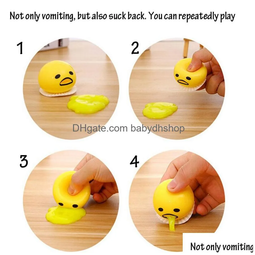 squishy games puking egg yolk stress ball with yellow goop relieve-stress toy funny squeeze tricky antistress disgusting eggs toy 1228