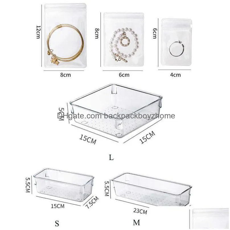 new new anti-oxidation jewelry storage bag desktop drawer organizer transparent necklace bracelet ring holder ziplock bag storage