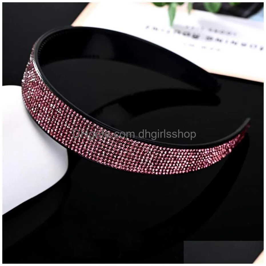 luxury crystal shiny full rhinestone headbands silver color hairbands velvet headwear for women hair accessories jewelry gifts