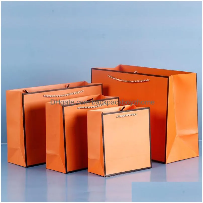 creative high-quality orange gift bags for store clothes wedding christmas party supplies handbags wrap