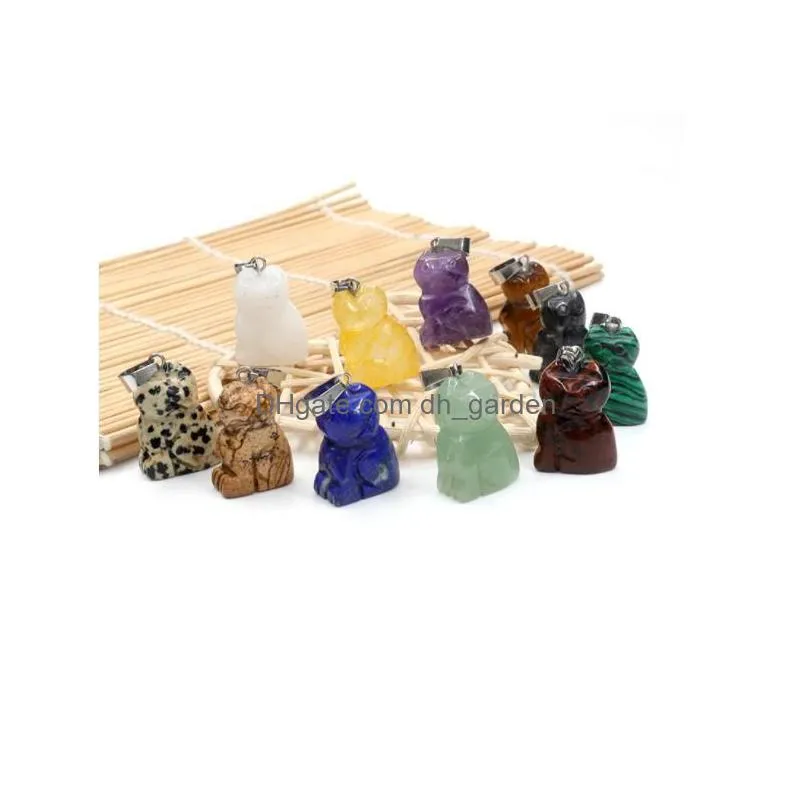 natural stone cat pendant carved crystal healing reiki decoration charms craft home mini decor gemstone jewelry wholesale