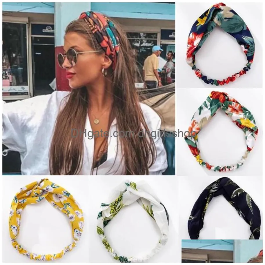 bohemian tie dye cross hair band for women yoga sport fitness headbands knot wide brim hair accessories 99colors