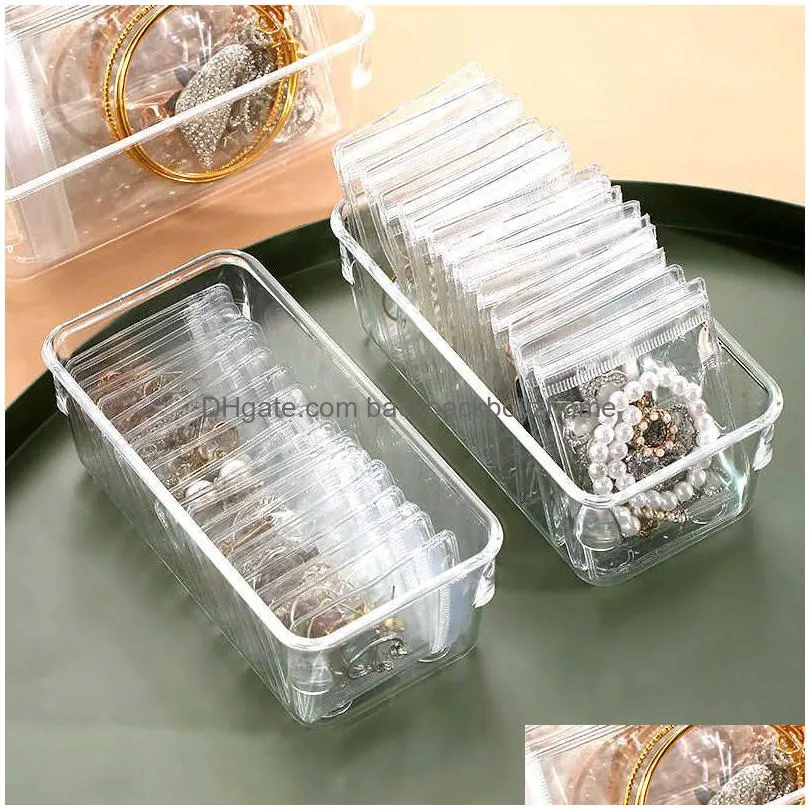 new new anti-oxidation jewelry storage bag desktop drawer organizer transparent necklace bracelet ring holder ziplock bag storage