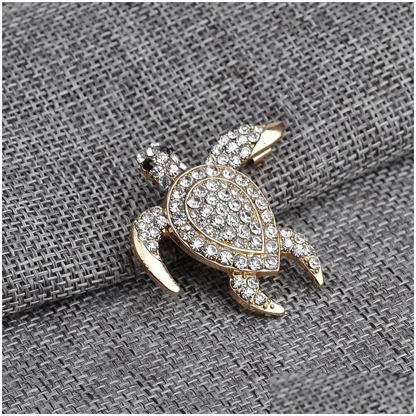  arrival cute little sea turtle crystal brooch tortoise pins brooches christmas gift jewelry 8671565