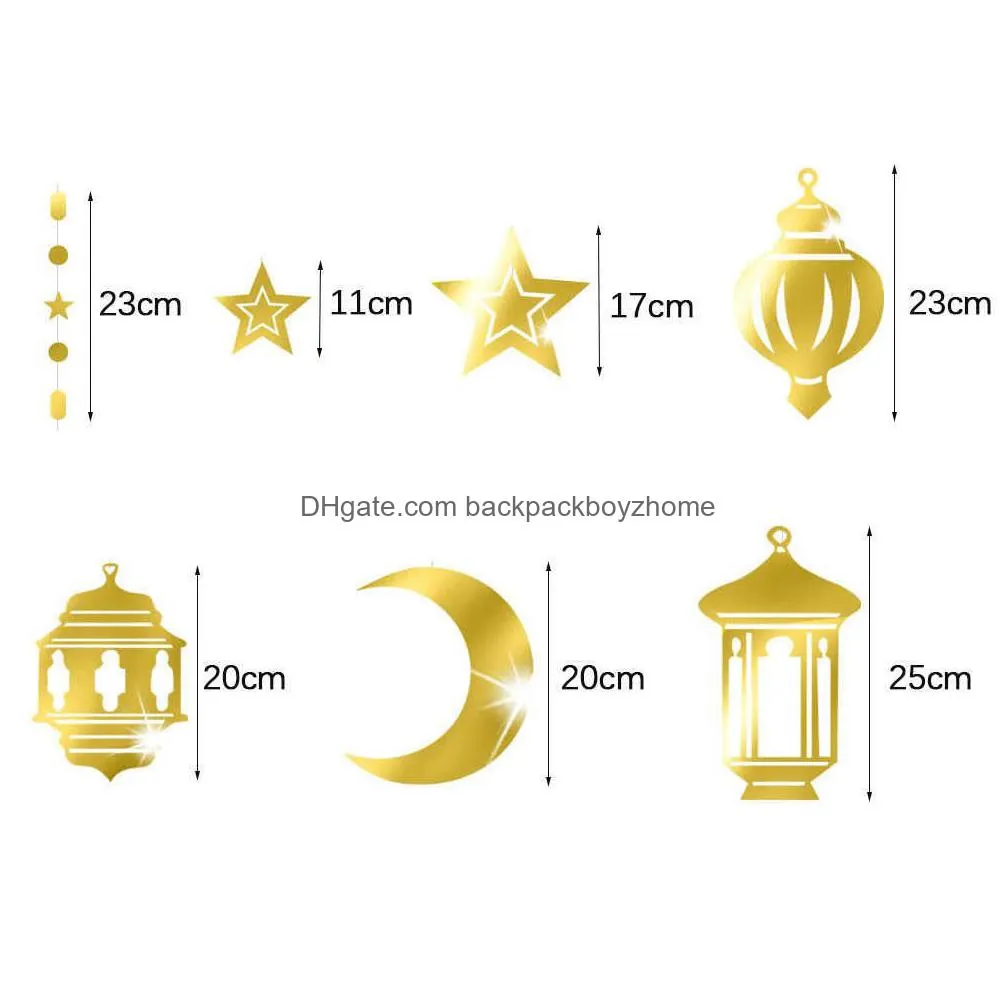 new 3/6pcs eid mubarak swirl banner star moon ceiling hanging ornament ramadan kareem decoration islam muslim party supplies