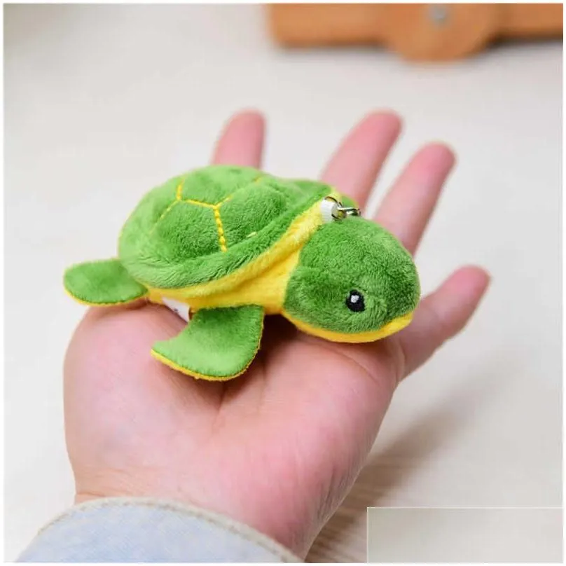 hair clips barrettes little turtle soft plush doll keychain cute cartoon tortoise bag pendant kids toys car keyrings men women anime keychain