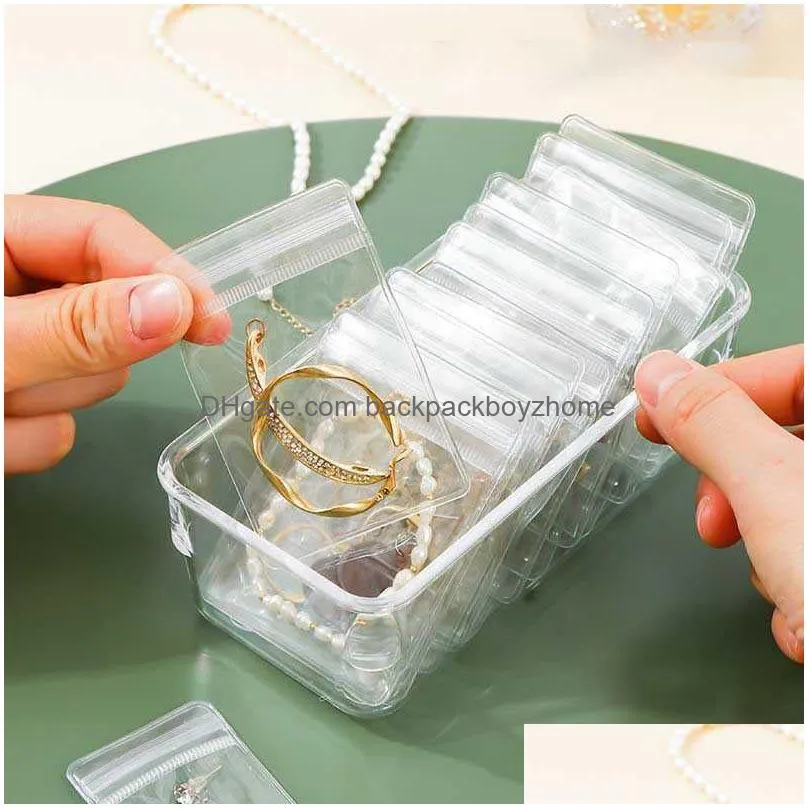 new new anti-oxidation jewelry storage bag desktop drawer organizer transparent necklace bracelet ring holder ziplock bag storage