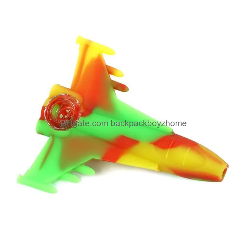 camouflage aircraft pipes smoking pipe colorful silicone water piping for tobacco dry herb unbreakable ups ship