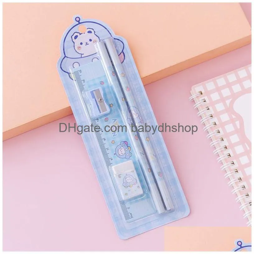 childrens day gift box school supplies set pen/ruler/eraser/pencil sharpener 5pcs/set student gifts 0513