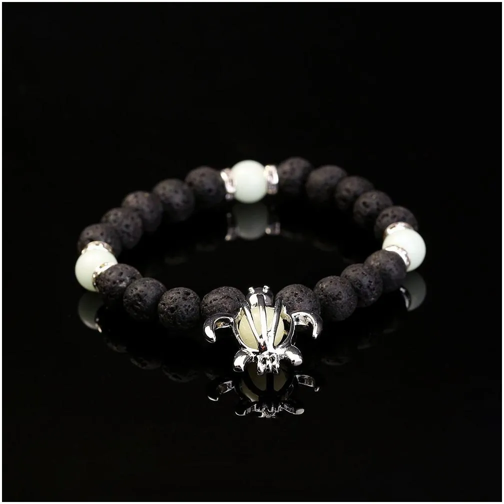 fashion designers accessories cross-border beaded bracelet fashionable creative black volcanic rock bracelet personality little turtle blue luminous