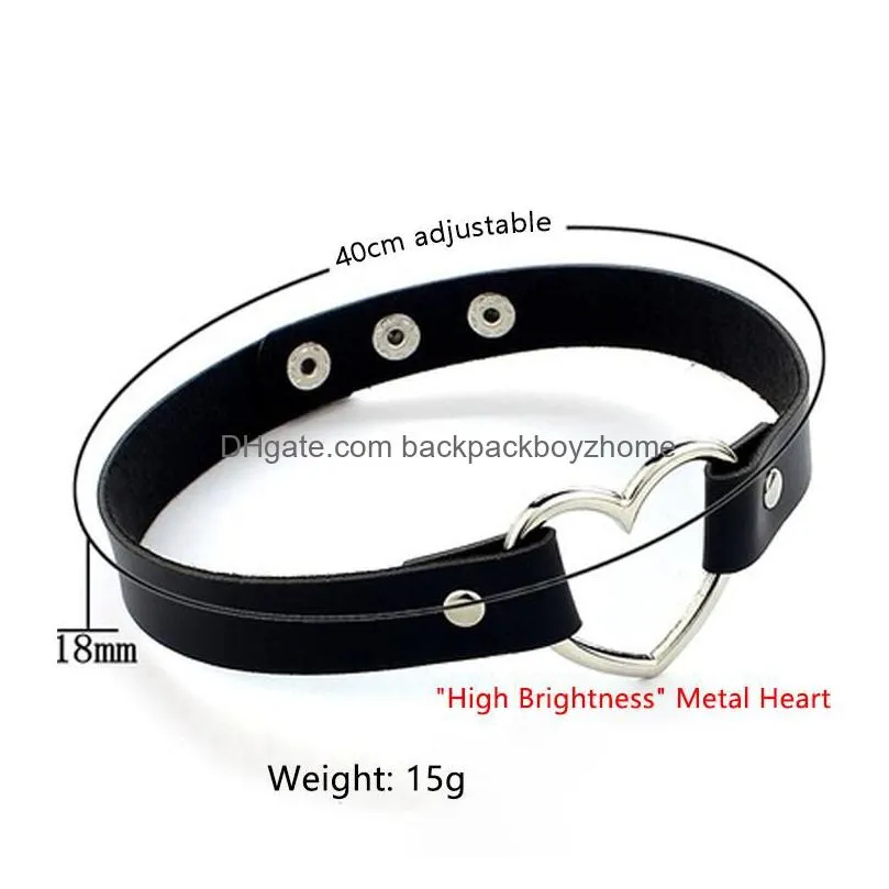 fashion choker women necklaces punk gothic pu leather chain heart buckle collar necklace party jewelry decoration choker collar