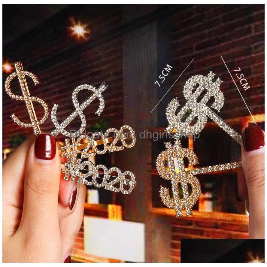 hairpins crystal shiny rhinestones word letters hair clips women styling tool hairpins diamond jewelry hair accessories for women