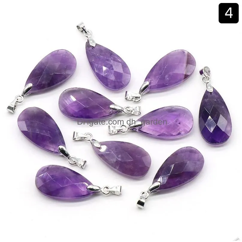 faceted waterdrop stone charms natural rose quartz crystal pendant energy stone healing yoga gift wholesale
