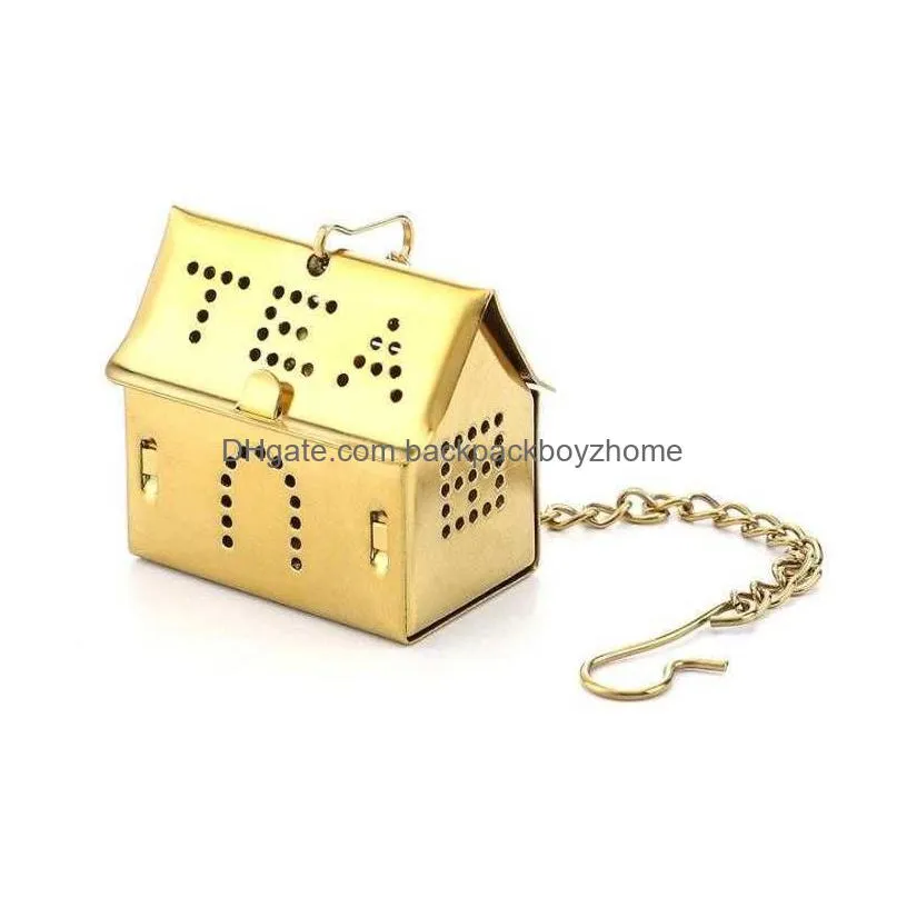 ups 6 colors stainless steel tea infuser mini house shaped strainer bag kitchen seasoning holder