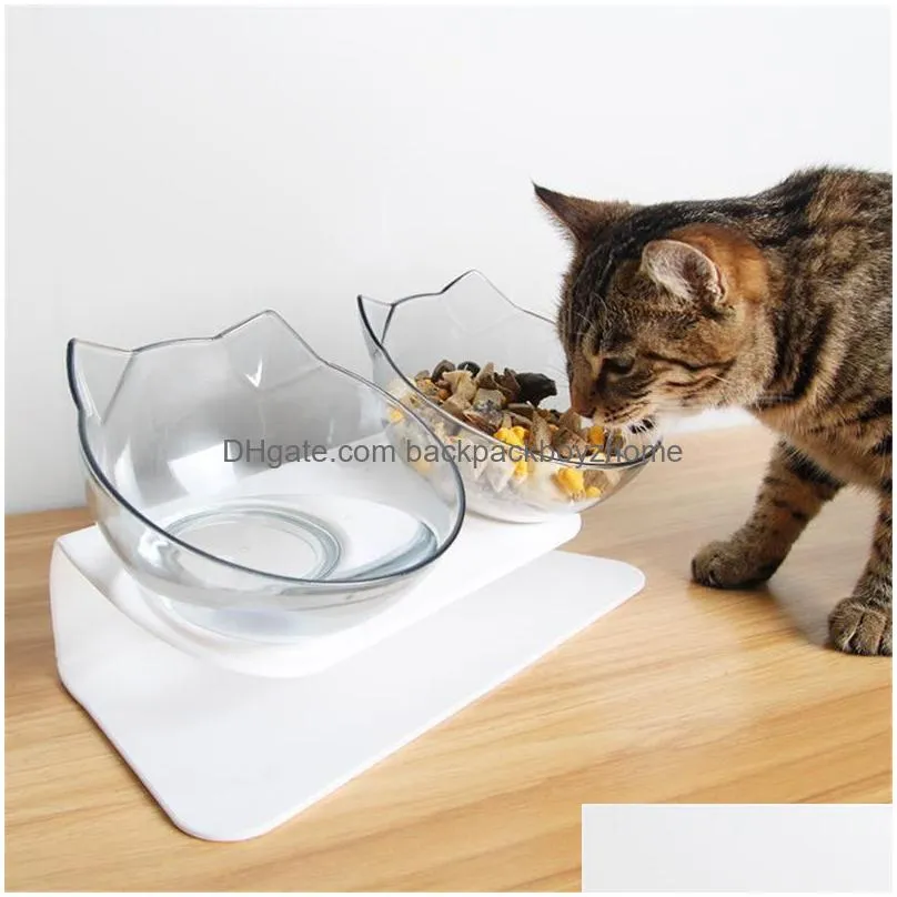 cat bowls feeders double transparent dog pet non-slip raised stand single water feeder puppy elevated feeding food dish kitten