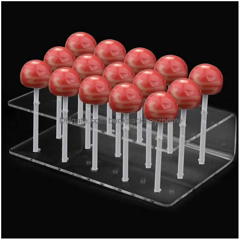 new 15 hole cake lollipop holder display stand acrylic holder clear durable candy holder for wedding party birthday dessert stand