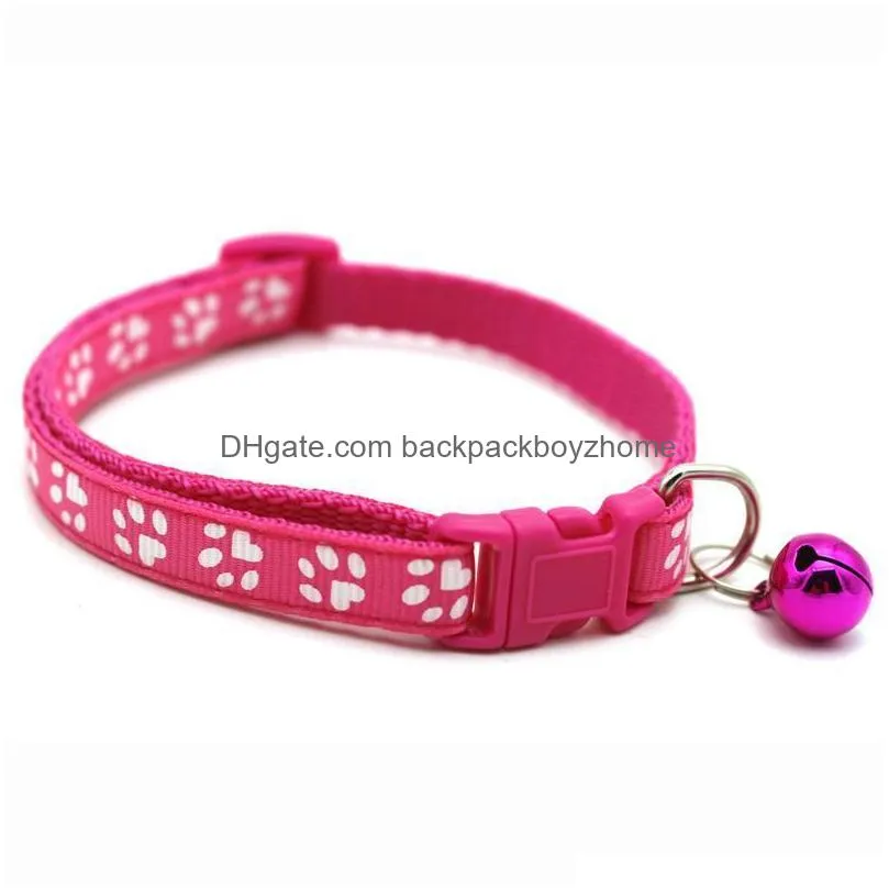 dhs dog puppy cat collar breakaway adjustable cats collars with bell bling paw charms pet decor supplies 12 styles