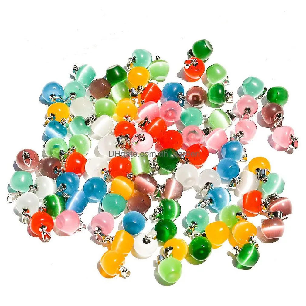 12x13mm colorful cats eye small  shape pendant cute colorful fruit charms necklace jewelry making accessories