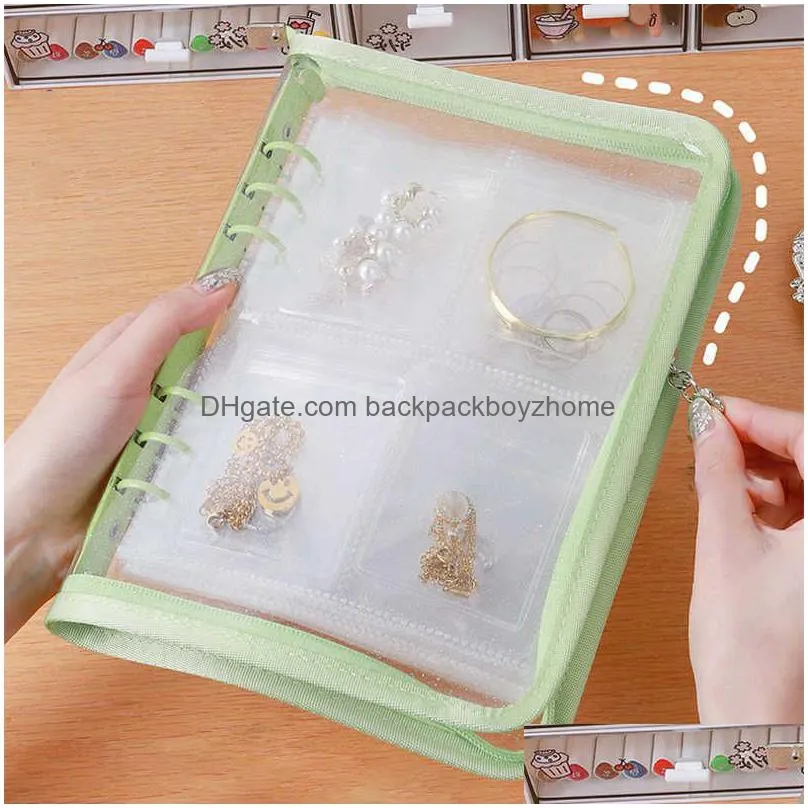 new jewelry organizer book ins portable necklace ring holder bag bracelet bead storage box earring tools bag with buckle photo book