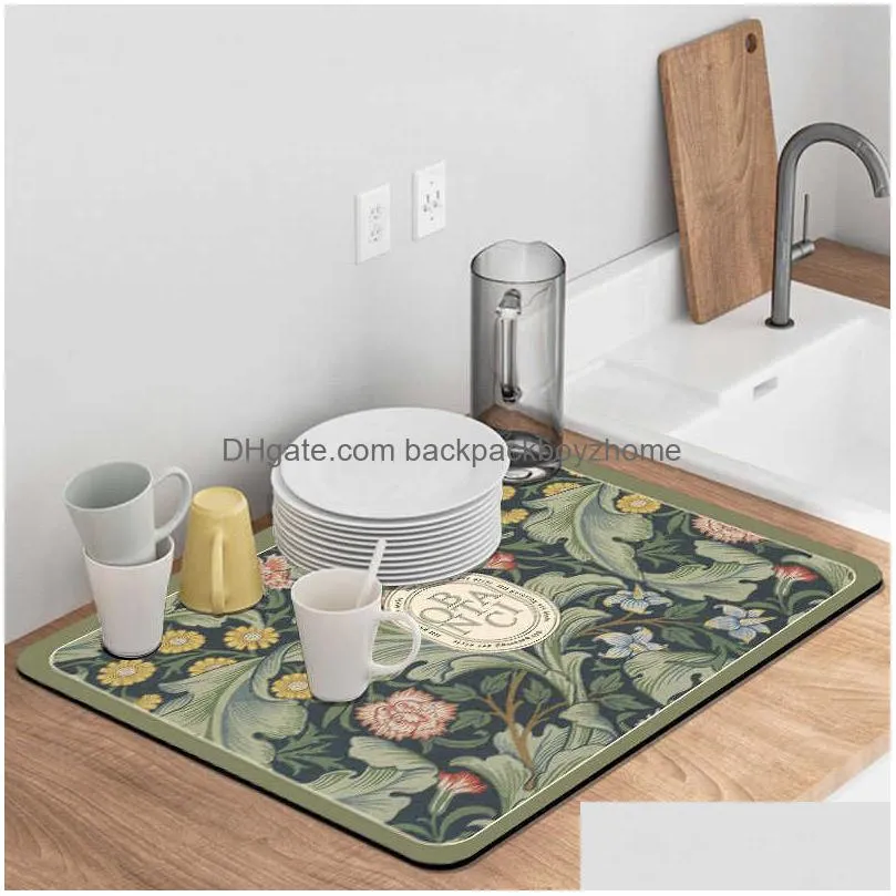 new placemat for dining table absorbent tableware mats dish drying mat drain pad heat resistant counter top mat home decoration