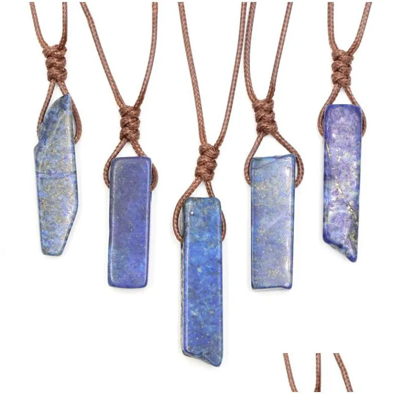 irregular natural crystal stone energy pendant necklaces with rope chain for women men fashion party club decor jewelry