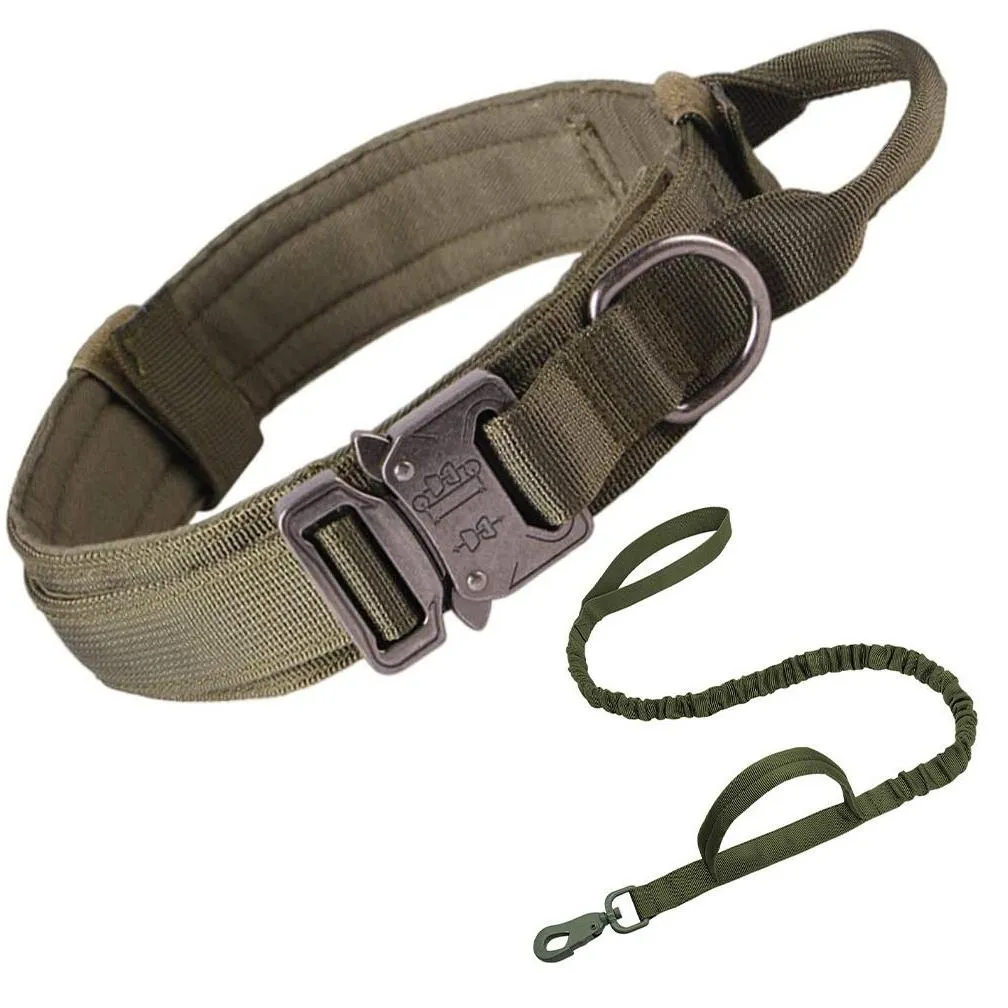 tactical pet dog collar adjustable for medium to large dog training dog circles including collar and traction rope