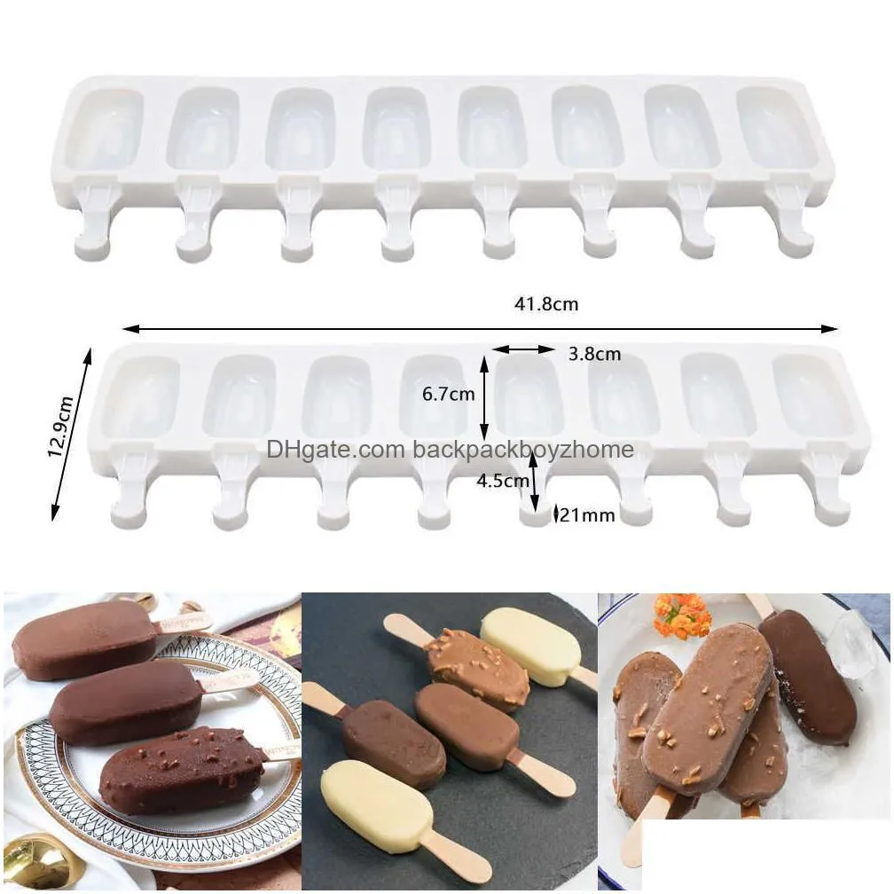 new 8 hole silicone ice cream mold magnum silicone mold diy fruit juice ice  cube maker ice tray popsicle mould baking accessorie
