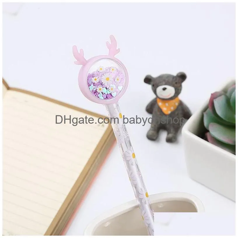 0.5mm cute cartoon students gel pen creative animal shape sequins neutral pens black stationary wholesale school gift supplies