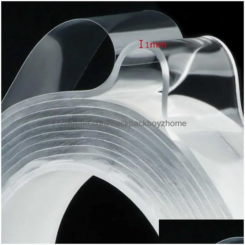 new 1m/2m//5m double-sided nano tape double sided tape transparent notrace reusable waterproof adhesive tape cleanable