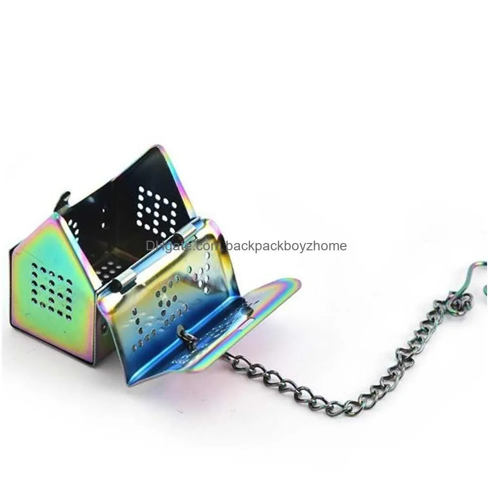 ups 6 colors stainless steel tea infuser mini house shaped strainer bag kitchen seasoning holder