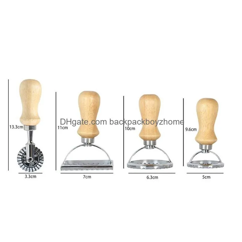 baking pastry tools ravioli stamp classical cutter maker wood handle pasta mold tool dough slicer cookie