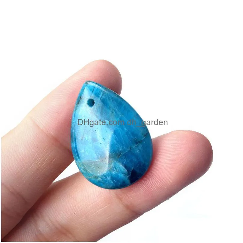 with hole natural crystal stone water drop shape pendant amethyst rose quartz obsidian charms for necklace jewelry acc making