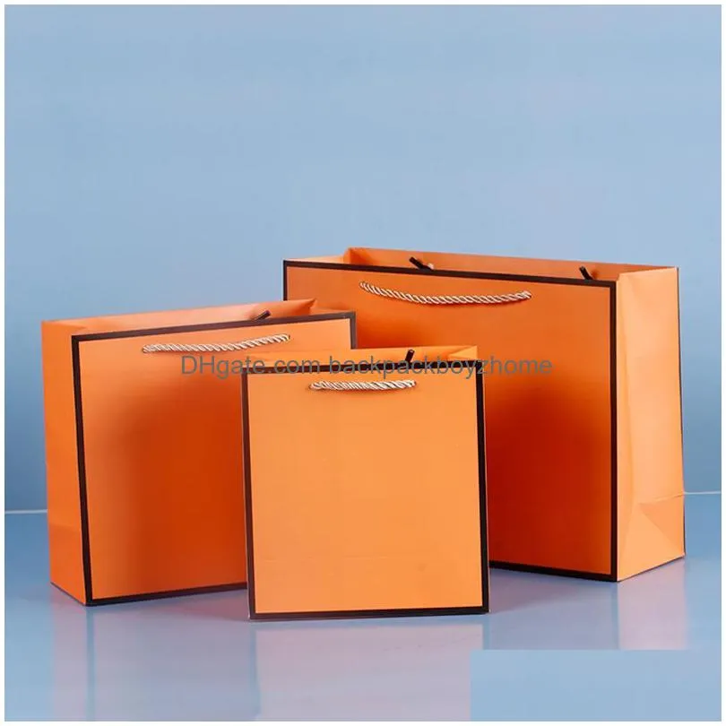 creative high-quality orange gift bags for store clothes wedding christmas party supplies handbags wrap