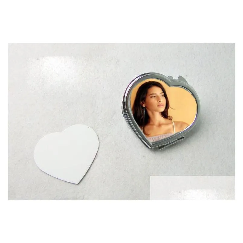 hermal transfer printing blank makeup mirrors dye sublimation cosmetic mirror for gift heart semi-finished heat transfer consumable