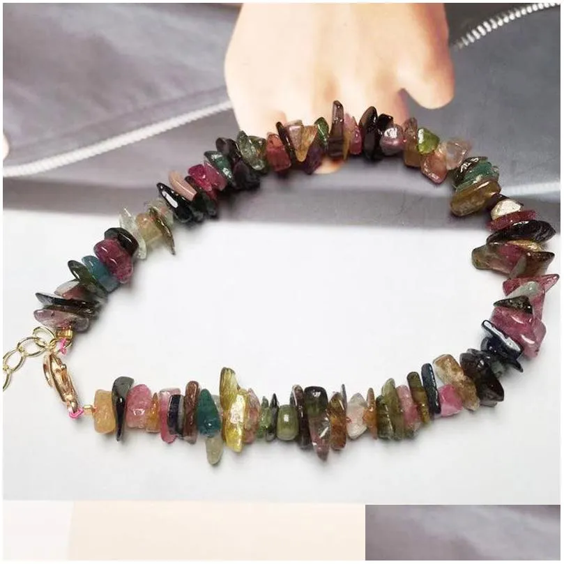 handmade irregular natural colorful energy stone charm bracelets for women girl party club birthday wedding decor jewelry