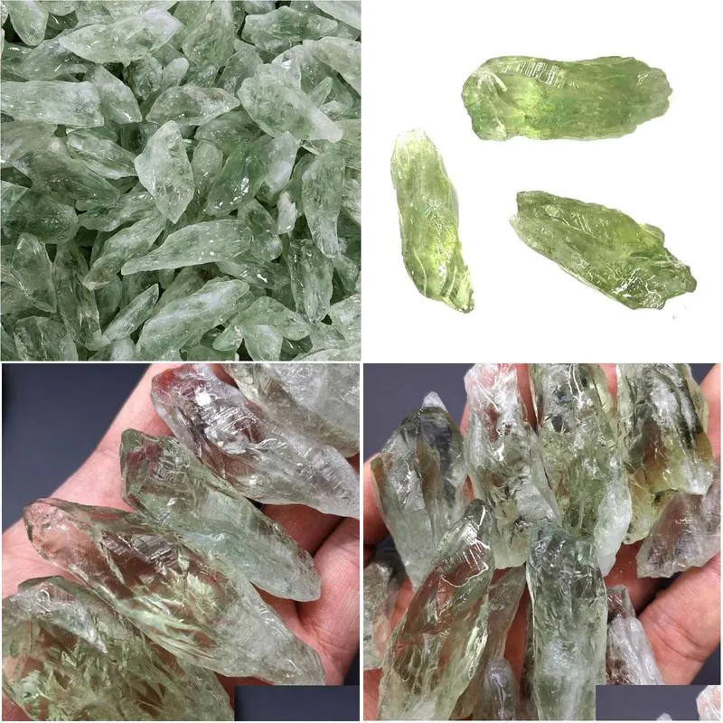diy irregular natural green crystal lucky gemstones energy stone for handmade pendant necklaces jewelry making
