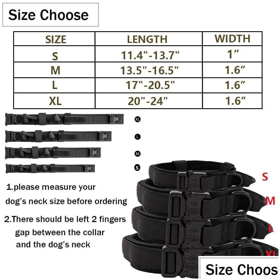 tactical pet dog collar adjustable for medium to large dog training dog circles including collar and traction rope