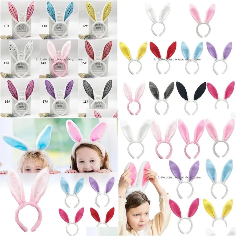 ups easter party festive hairbands adult kids cute rabbit ear headband prop plush dress costume bunny ears hairband wholesale